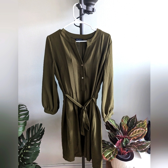 Tommy Hilfiger Size 12 Dark Olive Shirtdress - Picture 1 of 5